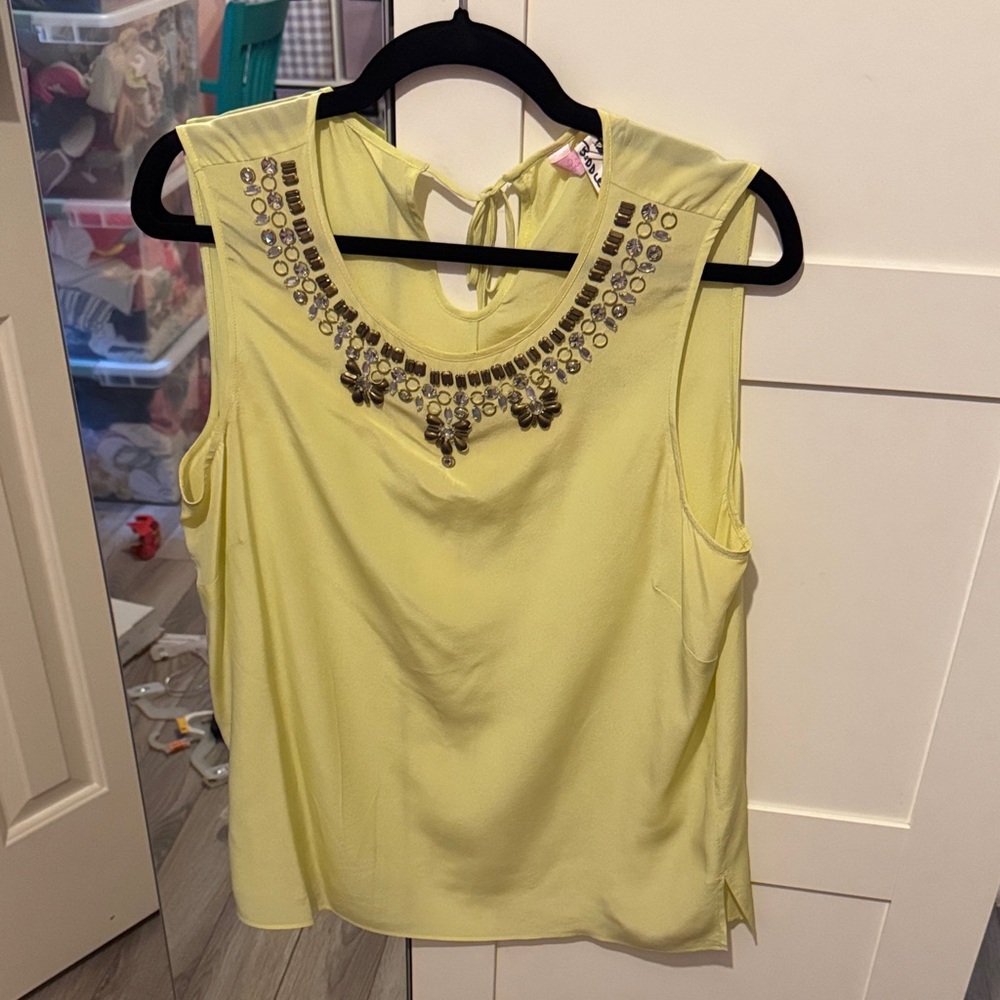 Lilly Pulitzer Yellow Embellished Sleeveless Top